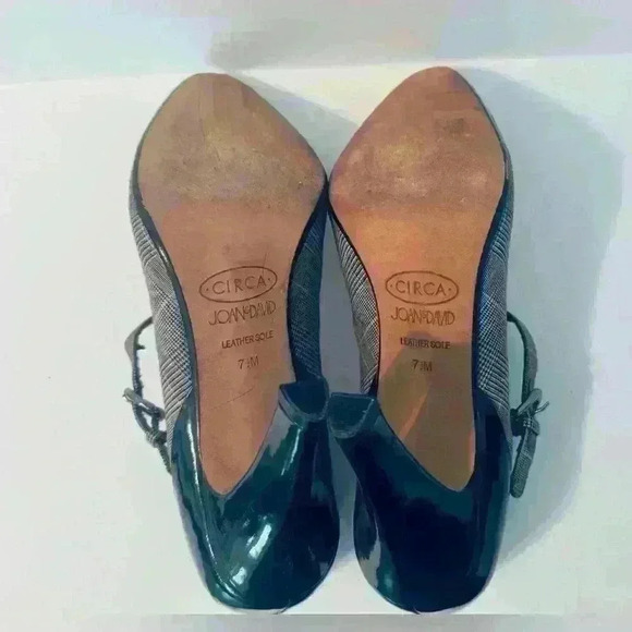 Circa Joan & David Women’s Size 7.5 Heels w/ Plaid Fabric & Black Patent Leather - Picture 11 of 14